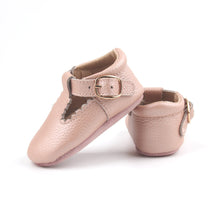 Load image into Gallery viewer, &#39;Vintage Pink&#39; Scalloped T-bar Baby Shoes - Soft Sole