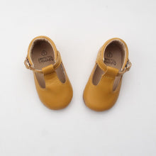 Load image into Gallery viewer, &#39;Mustard&#39; leather soft sole baby t-bar shoes