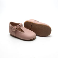 Load image into Gallery viewer, &#39;Old Rose&#39; Scalloped Leather T-bar Children&#39;s Shoes  - Hard Sole