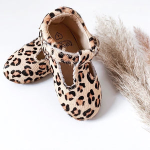 'Wild One' Leopard T-bar Shoes - Toddler Hard Sole