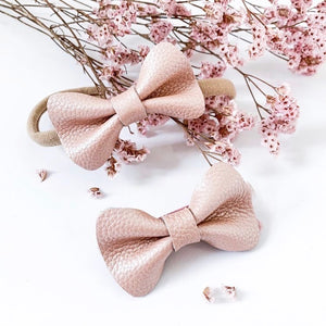 'Vintage Pink' Leather Hair Bow's