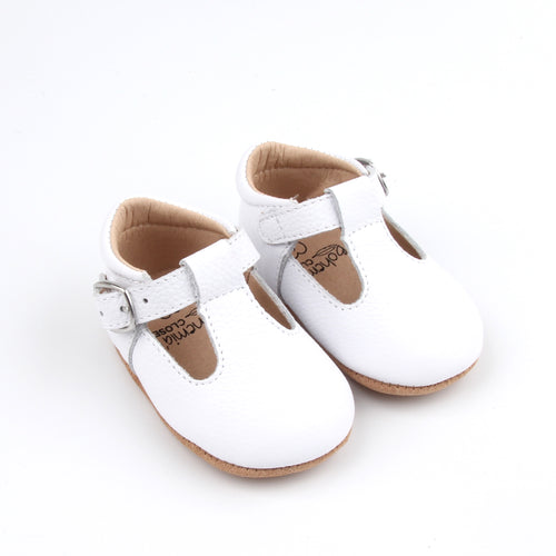 'Chalk' Traditional T-bar Shoes - Baby Soft Sole