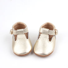 Load image into Gallery viewer, &#39;Grecian&#39; Scalloped Leather T-bar Baby Shoes - Soft Sole