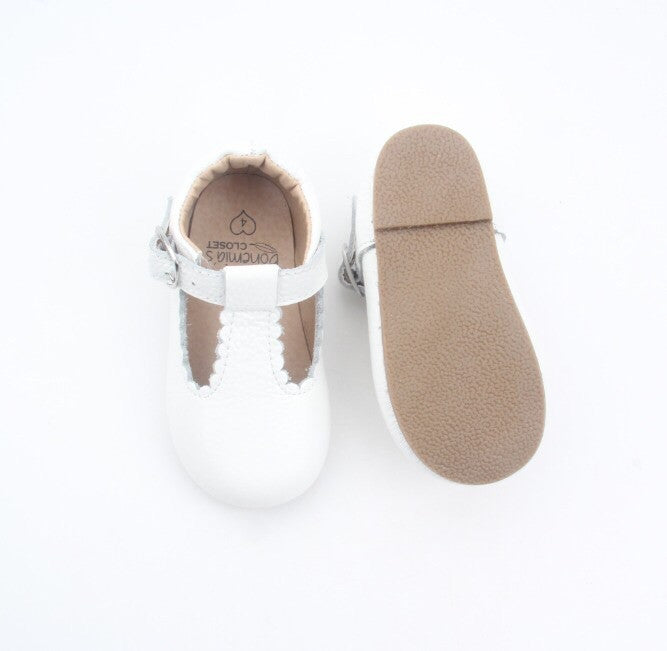 White hard sole sales baby shoes