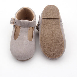 'Bunny' grey suede t-bar hard sole toddler & children's shoes