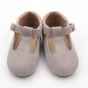'Bunny' grey suede t-bar hard sole toddler & children's shoes