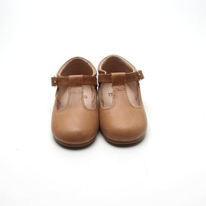 'Sandalwood' Traditional Leather T-bar Children's Shoes - Hard Sole