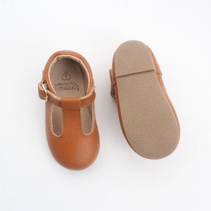 'Indie' Tan leather hard sole toddler & children's t-bar shoes